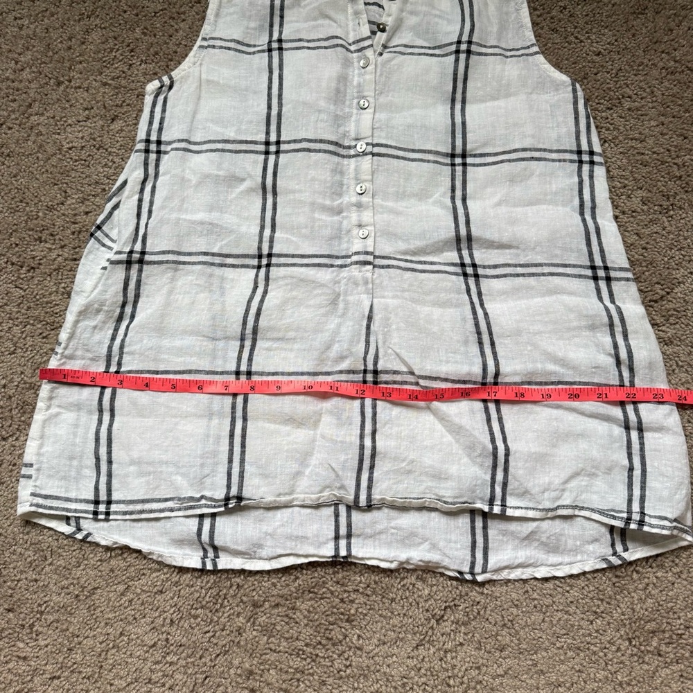 Christian Siriano 100% Linen Tank Top Blouse White Striped with Black Small - Picture 5 of 7